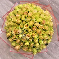 Монобукет из 101 зелёно-персиковой розы (Кения)